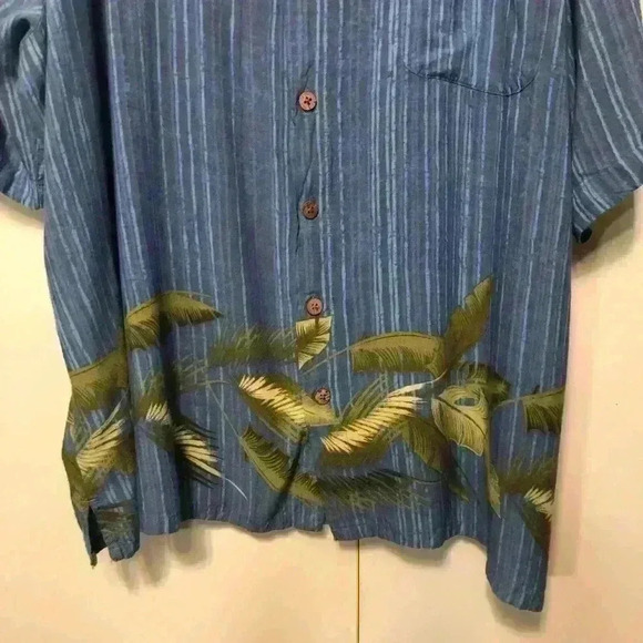 Puritan Vintage Mens Casual Button Down Hawaiian Striped Palm Leaf Shirt Sz 3XL - Picture 3 of 12